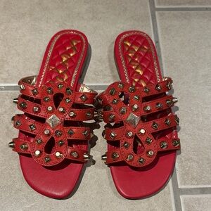 Sam Edelman Women’s Red Studded Slide Sandals sz 7 NWT